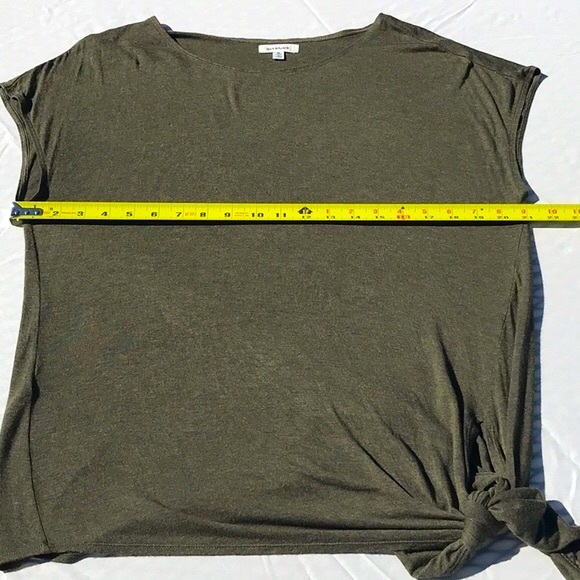 Max Studio Olive Green Couper Cut Cap Sleeve Knotted T Shirt Size Medium - Picture 11 of 16